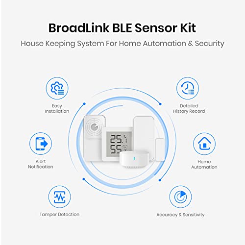Broadlink Ble Smart Sensor Kit - Radar Motion Sensor, Door Sensor, Temperature And Humidity Sensor For Remote Monitoring And Smart Home Automation, Compatible With Alexa, Hub Included #TOP1