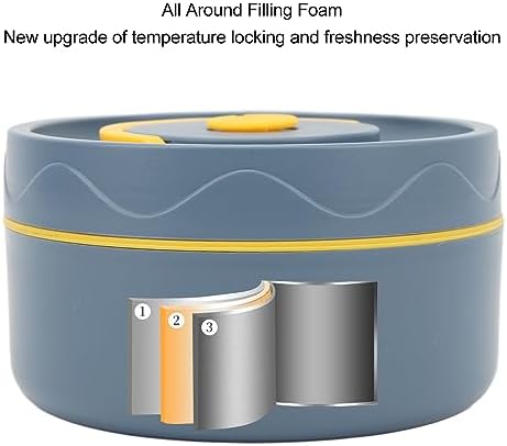 TOPINCN 440ml Food Warm Lunch Container, Stainless Steel Thermal Lunch Container Portable Thermal Cooking Pot Double Layer Box Round Shape Food Container for Office (Insulated) - Image 8