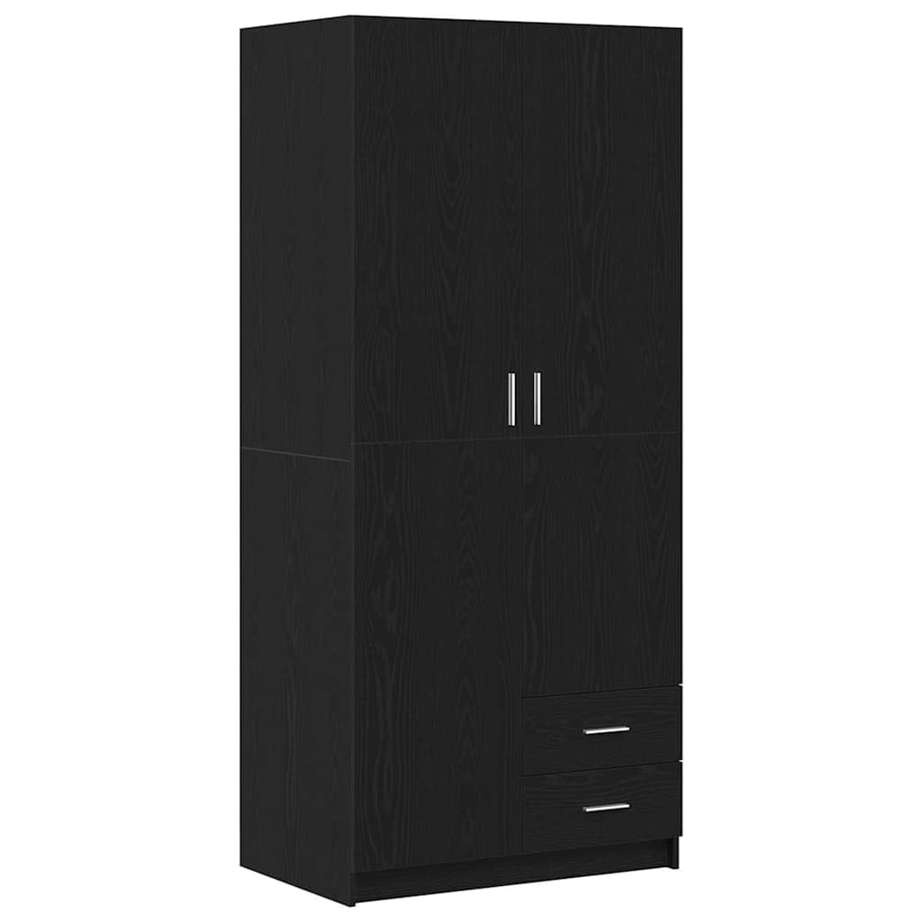 Fengshui Szafa na ubrania czarna imitacja dębu 80 x 52 x 180 cm