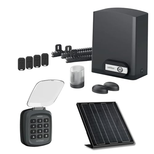 Avidsen Orea 550 – Motorisation pour Portail Coulissant Jusqu’à 8 m et 500 kg, avec kit Solaire, digicode sans Fil et 4 télécommandes au Total, Usage...