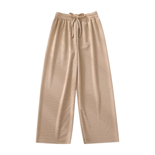 Girls Casual Sweartpants Baggy Lightweight Wide Leg Elastic Waist Joggers Bowknot Pants Teen Plain Loose Trouser