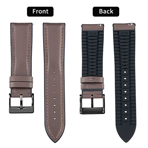 Image of BINLUN Leather Silicone Watch Bands 14mm 16mm 18mm 19mm 20mm 21mm 22mm Quick Release Breathable Micro-Perforated Leather Silicone-Lined Hybrid Watch Straps Silver /Black /Gold Buckle Men Women