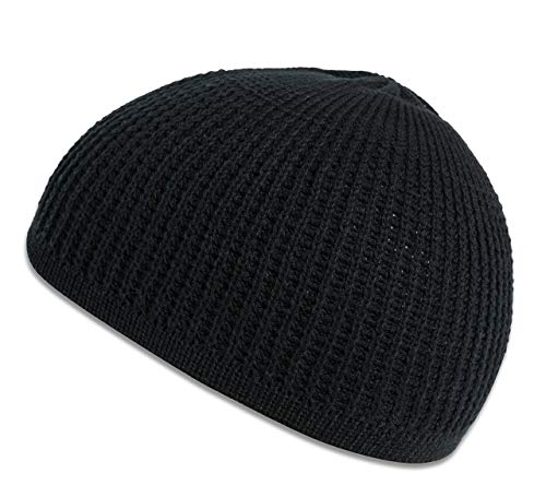 Candid Signature Apparel Skull Cap Kufi Beanies For Men & Women - 100% Cotton Skully, Running Cap & Helmet Liner, Checkered (Black) #TOP3