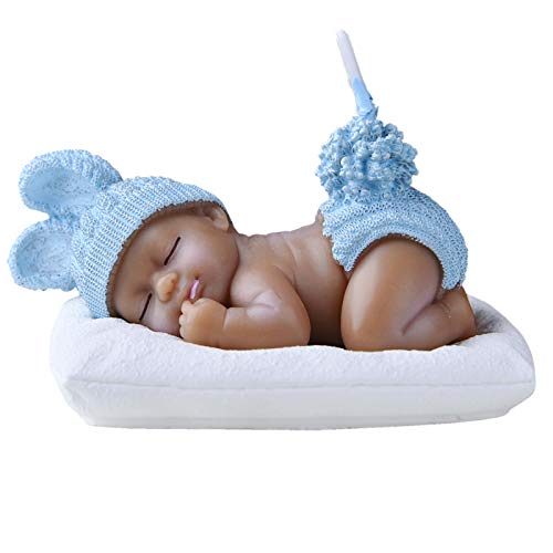 iLikePar Birthday Candle Brown Sleeping Baby Cake Topper Candle for Party Baby Shower and Wedding (Blue)