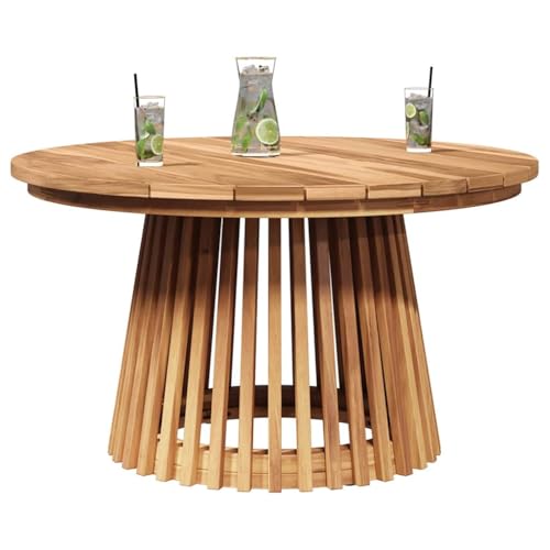 Mesa auxiliar de madera maciza teca con acabado marrón natural 4