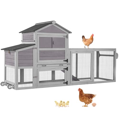 Aivituvin Mobile Chicken Coop for 4-6 Chickens, 82.4" Grey