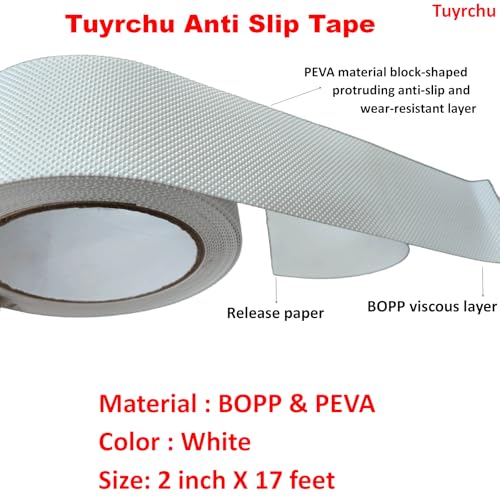 Image of Anti Slip Tape 2 Inch Wide, Waterproof Grip Adhesive Heavy Duty High Traction Friction for Indoor /Outdoor Steps (17 Ft /White).