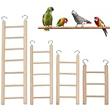 Bird Toys Wooden Ladder, 4 Sizes Parakeet Toys Wood Ladder, Natural Wooden Step Ladder Bird Ladder,...