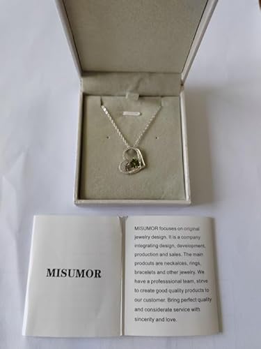 Misumor 925 Sterling Silver Necklaces For Women Silver Gold Rosegold Heart Pendant With Birthstone Jewelry Gifts For Girlfriend Mom Wife On Birthday Anniversary Valentines Day (Sliver-08-Aug) #TOP6