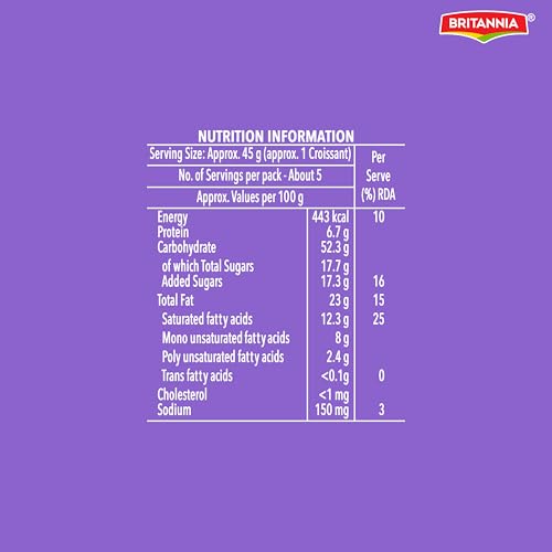Image of Britannia Treat Croissant Share Pack, 5 * 45g (225gm) (Pack of 3)