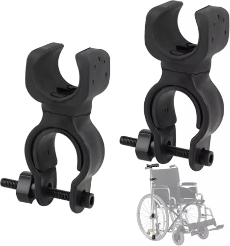 2 Pack Black Durable Walking Stick Holders, Cane Holder, Wheelchair Accessories, Walking Stick Folder for Mobility Scooter, Crutch Holder Cane Accessories, Bicycle Flashlight Rack