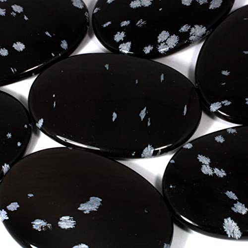 CrystalAge Snowflake Obsidian Palm Stone ~70x50mm