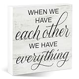 There Is The Whole World Bedroom Wooden Decor Gifts for Dorm Home Tabletop, Farmhouse Desk Decoration for Her Him Husband Wife, House Warming Bless Gift for Friends Couple