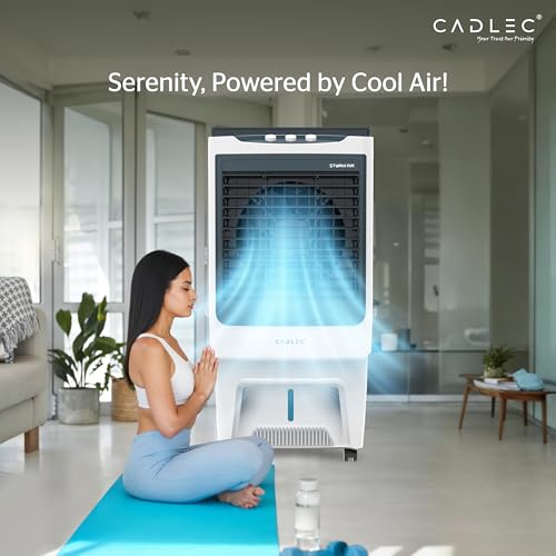 Image of Cadlec StormAir 100L Desert Air Cooler, High Speed Fan with Powerful Air Throw, Inverter Compatible, Anti-Bacteria Honeycomb Pad, 3 Year Warranty | White