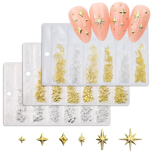 Celiodd - 600 Pcs Gold Gems Overlay Charms und Glitzersteine für Nageldekoration