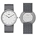 Braun 2-Hand Analogue Quartz Watch, White Dial and Stainless Steel Mesh Strap with Additional Grey Silicone Rubber Strap, Quick-Release Spring Bars, 38mm, Model BN0281WHMHGYG.