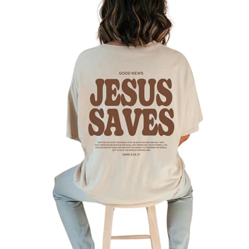 Aesthetic Jesus Saves Shirt Christian Apparel Brown Christian Shirt, Christian Streetwear Clothing Bible Verse Shirt