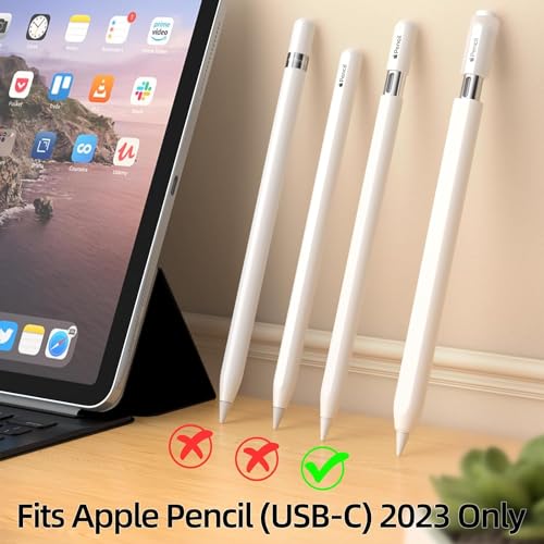 Image of Pencil Case for Apple Pencil (USB-C) 3rd Generation Silicone Protective Cover Sleeve Supports Magnetic Attachment 3rd Gen (White)