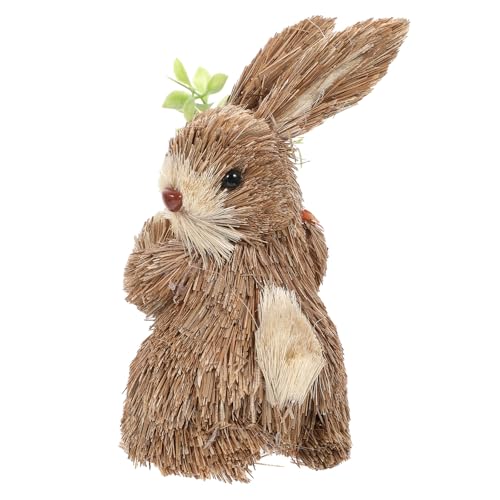 Toyvian Adorno de Conejo de Paja Hecho Mano Decoración Realista Hogar Estilo Idílico para Conejos de Pascua y Decoración de Escritorio