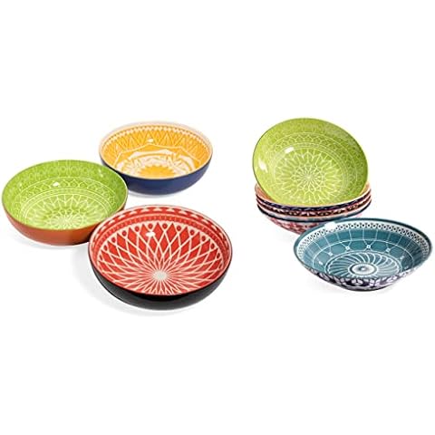 Annovero Serving & Pasta Bowls | Kitchen Dishes | Microwave Oven Safe | Colorful Porcelain Dinnerware Cover