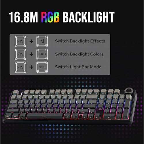 Image of PROGAMER Aula F99 Wireless Mechanical Keyboard | Tri-Mode BT5.0 /2.4GHz /USB-C Hot Swappable | Pre-lubed Linear Switches, Gasket Structure | RGB Keyboard (Side Engraved Gradient Gray - Nimbus Switch)