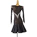 JRUIA Latin Dance Performance Dress Women's Leopard Salsa Ballroom Competition Dresses Ruffles Skirt for Samba Cha Cha,Black,L