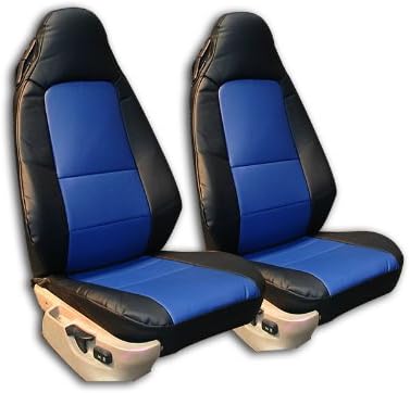 Iggee Designed for BMW Z3 (Not M Series) Artificial Leather Custom Original fit 2 Front seat Covers Pair (Black/Blue)