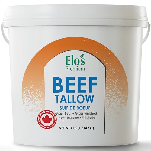 BULK Beef Tallow 4lb | PRODUCT OF CANADA| Premium Quality Rendered Fat | Ideal for Cooking, Frying, and Baking | Enhances Flavor and Texture | Keto and Paleo Friendly | By Elo's Premium