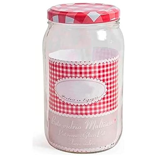 Tradineur - Bote de vidrio multiusos, tarro, frasco con tapa de rosca, almacenaje, guardar pasta, frutos secos, especias (2 litros - 21 x 12 cm)