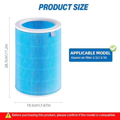 Image of HASTHIP H13 HEPA Filter Compatible with Xiaomi Mi Air Purifier 1 /2 /3 /2H /2S /3H /3C, Activated Carbon Replacement Filter, Removes PM2.5, Dust, Smoke, Odour & Allergens