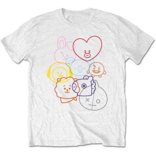 Bt21 Faces Official Tee T-Shirt Mens Unisex (Large) White