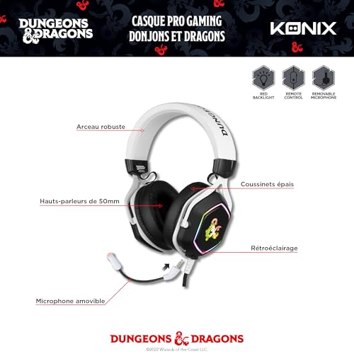 Casque gaming avec micro Konix Dungeons & Dragons pour communiquer