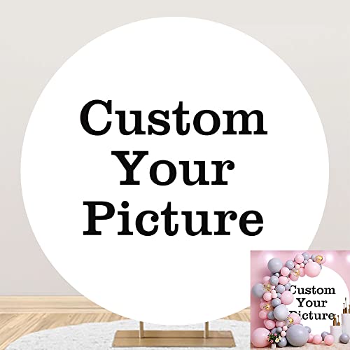 Leowefowa 7.2x7.2ft Polyester Round Personalized Backdrop Customized Backdrop Custom Image Design Your Own Customized Circle Backdrop for Photography Event Baby Shower Wedding Birthday Backdrop