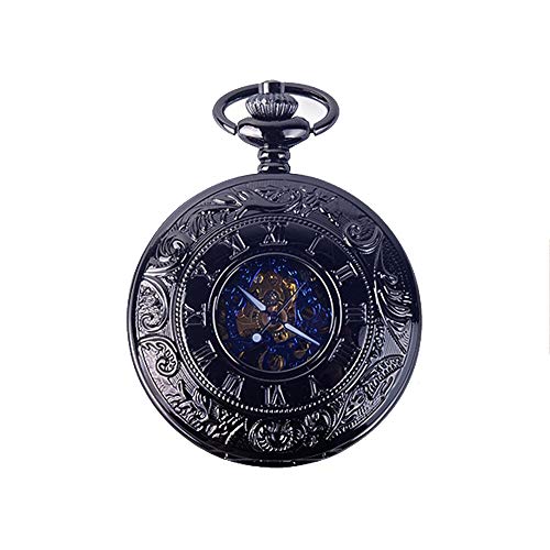 Reloj de Bolsillo de la Vendimia para Hombre Reloj de Bolsillo mecánico Memorial Reloj de Bolsillo mecánico Unisex Hueco Romana Escala Retro Mecánica clásica Cara Lisa Cover