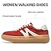 somiliss Sneakers for Women Genuine Leather Suede Upper Non-Slip TPR Outsole Tennis Walking Shoes for Women Fashion Sneakers Red