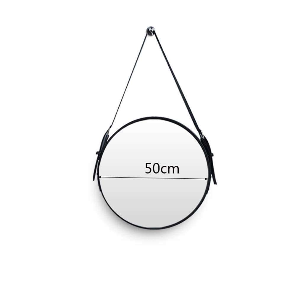 Miroir de beauté avec ceinture noire miroir mural rond décoratif 50cm