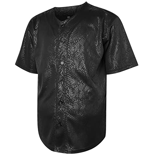 JKNAKN Plain Short Sleeve Baseball Button Down Hip Hop T-Shirt