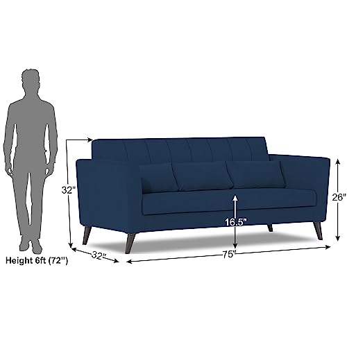 Image of Adorn India Daniel 3 Seater Sofa (Blue) (3 Year Warranty)