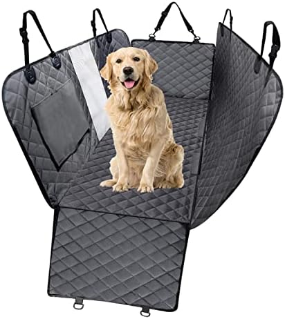 WeFine Dog Car Seat Cover Dog Hammock 100% Waterproof & Scratch Proof & Nonslip Back Seat Cover with Mesh Visual Window and Storage BagUniversal Heavy Duty Dog Hammock for Car Trucks and SUVs