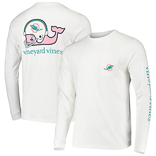 vineyard vines Men s White Miami Dolphins Whale Helmet Long Sleeve T-Shirt