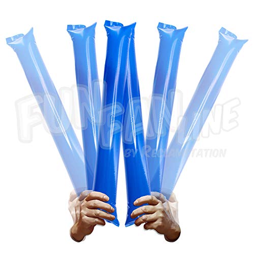 FUN FAN LINE - 10 Pairs Bam Bam Thunder Sticks. Noise Makers for Sporting Events. Cheersticks Boom Sticks for Cheerleading. Noise Sticks for Stadium or Parties. (Blue)