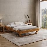 skølm Nornir Massivholzbett 140x200 cm – Bettrahmen aus Massivholz Eiche geölt – hochwertiges Holzbett mit Kufen Bettbeinen – Bettgestell ohne Bettkopf – geeignet als Doppelbett