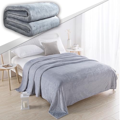GAIFNAG Manta Sofa, Manta Cama 130 x 150 cm Acogedora, Suave, Ligera, Cálida, Fácil de Cuidar Colcha de Felpa Súper Suave para Sofá, Cama, Sillón, Gris Claro
