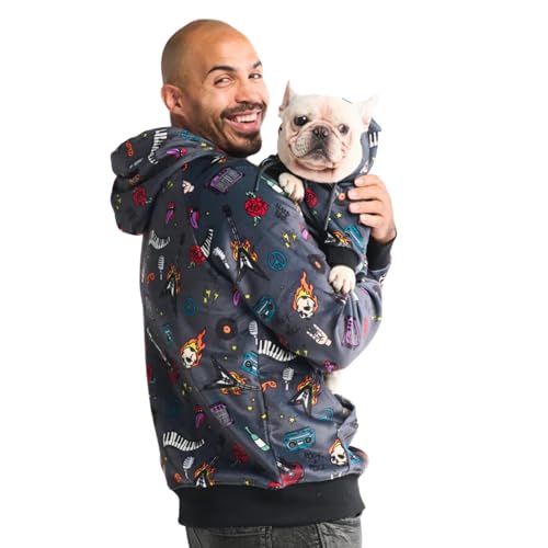 Image of Spark Paws Dog Hoodie - Premium Dog Sweater for Small, Medium, and Large Dogs | Warm Outfits for French Bulldogs, Pitbull, Puppy, Winter Jacket Alternative - Rock and Roll -2XL