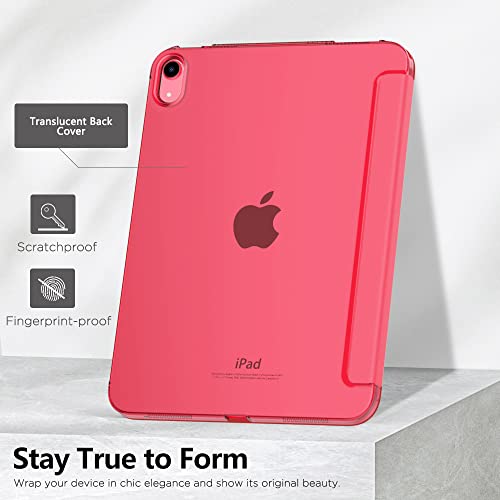 Image of MoKo for iPad (A16) 11th Generation Case 11 Inch 2025, iPad 10th Generation Case 10.9 Inch 2022, Slim Stand Hard PC Translucent Back Shell Smart Cover, Support Touch ID, Auto Wake /Sleep,Watermelon Red