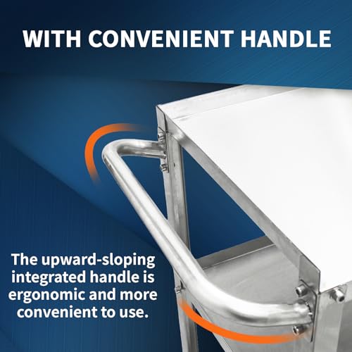 Treshin 3 Tier Stainless Steel Utility Cart Commercial Heavy Duty Rolling Cart Food Storage Service Trolley with Handle and Wheels for Kitchen Restaurant Hospital Lab and Hotel 19\" W x 31\" L x 34\" H - Thumbnail 4