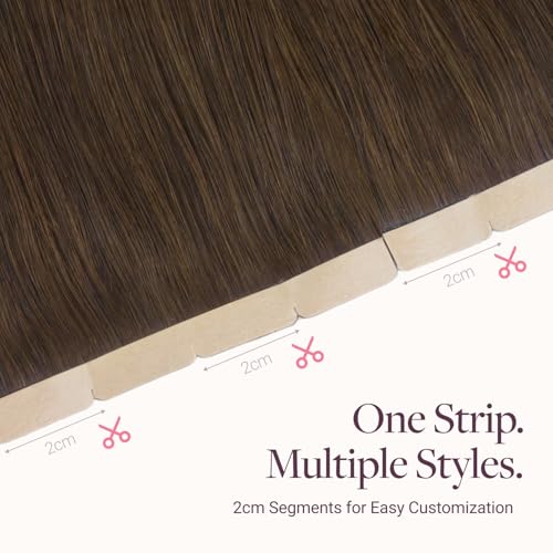 Image of GOO GOO Tape In Weft Hair Extensions Human Hair, 4A Chocolate Brown, 8cm Wide Tape, 22inch 10pcs 50g, Tape Weft Hair Extensions, Seamless Tape in