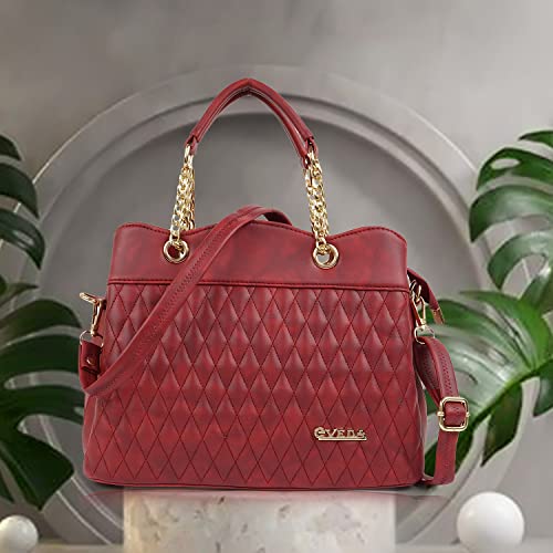 Image of EVEDA Synthetic Vegan Leather Classic Chain Strap Top Handle Handheld Shoulder Crossbody Water Resistant Handbag For Women