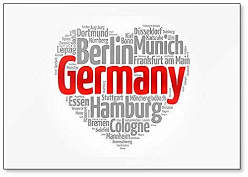 Lista de ciudades y pueblos en Alemania. Imán para nevera, diseño de nube de palabras