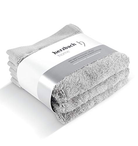 herzbach home Luxus Handtuch Seiftuch 3er-Set Premium Qualität aus 100% ägyptischer Baumwolle 33 x 33 cm 600 g/m² extra weich (Silbergrau) Cover